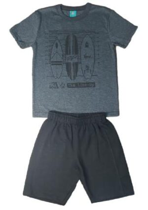Conj. Camiseta Malha c/ Bermuda Moletinho Didiplay - 6, Cinza